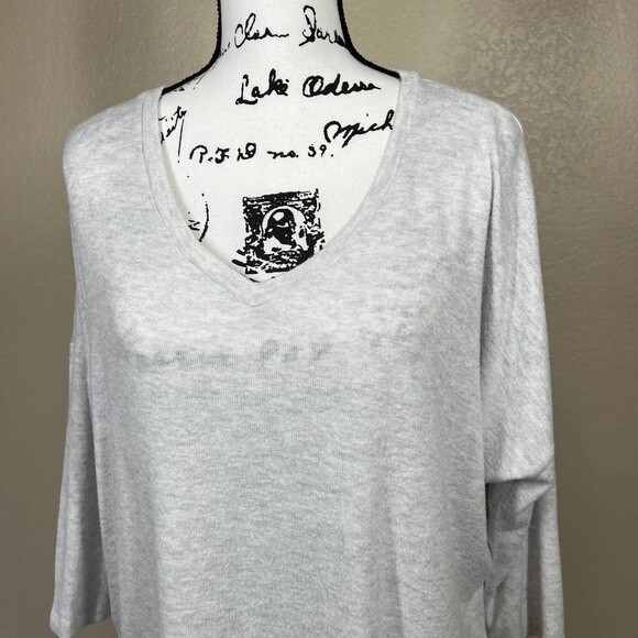 Philosophy ivory sweater 3/4 sleeve relax fit V neckline size L boho soft girl - Picture 6 of 15